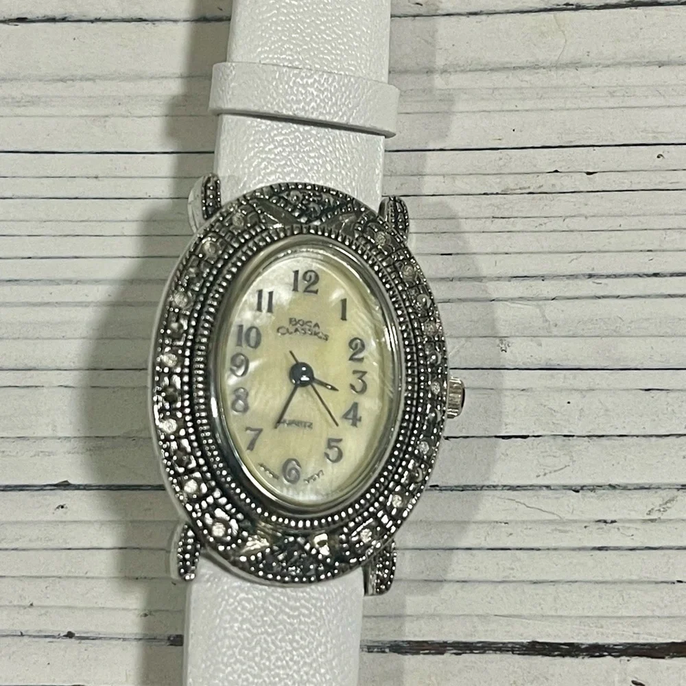 NEW BATTERY Vintage 90's Watch Boca‎ Classics Antique Victorian Mother Of Pearl